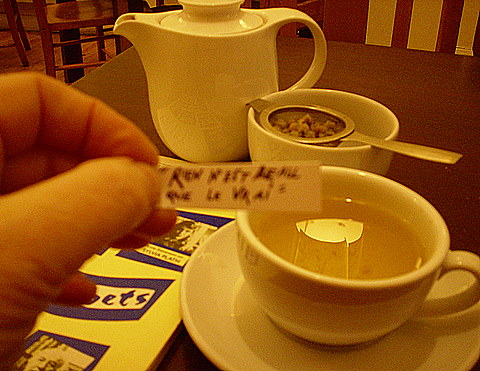 Cup of chamomile tea in the Poetry Café