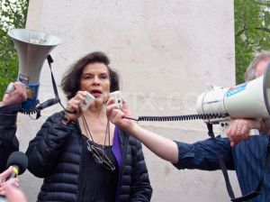 Bianca Jagger - image from http://www.demotix.com/news/2088303/environmental-gmo-activists-march-against-monsanto-london#media-2088296