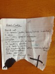 Hand-written recipe for Bean Cake